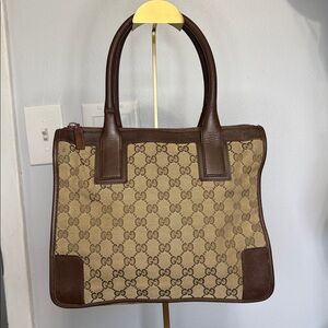 Gucci Brown Monogram Tote Bag with COA